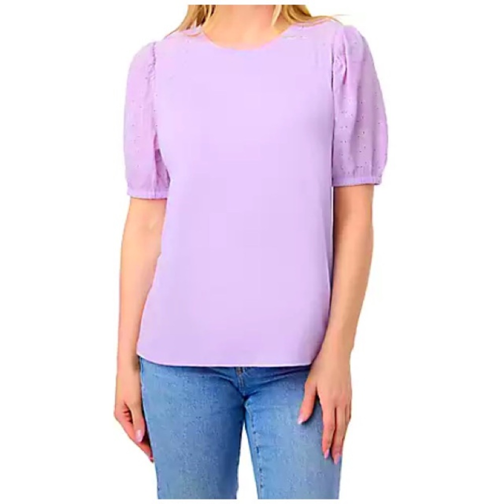 NWT : Everleigh : size : S : light magenta eyelet puffy sleeve casual blouse top